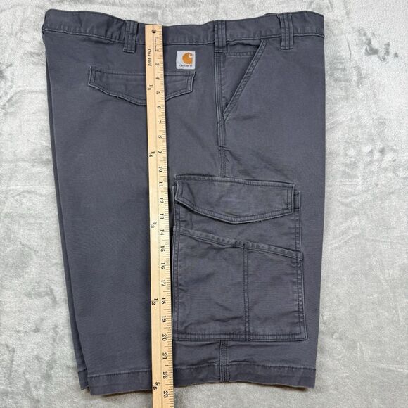 Carhartt Cargo Shorts Mens 48 Grey Pockets Relaxed Fit Logo Workmen Casual - Picture 9 of 10